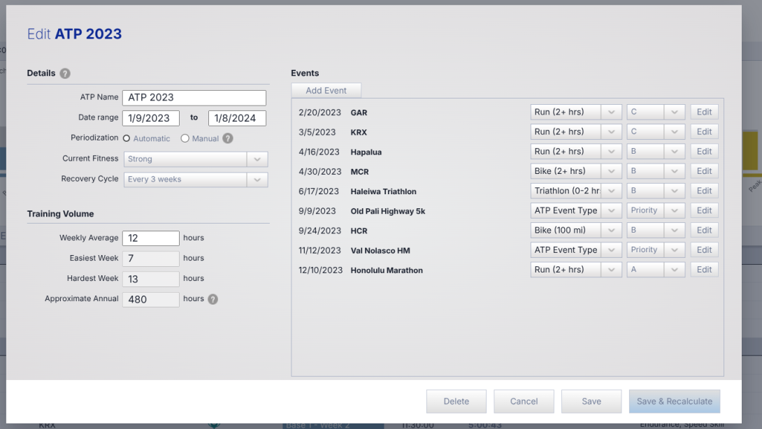 Annual Training Plan